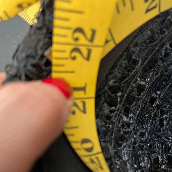 Vintage 50s Black Straw Cloche Hat • Grosgrain Bow, Up-Turn Brim - Picture 13 of 13